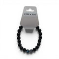 CCBeadsandBeyondLLC black beaded bracelet with two unique agate swirl beads, elastic band