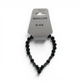 CCBeadsandBeyondLLC black beaded bracelet with a medallion charm and clear accent beads.