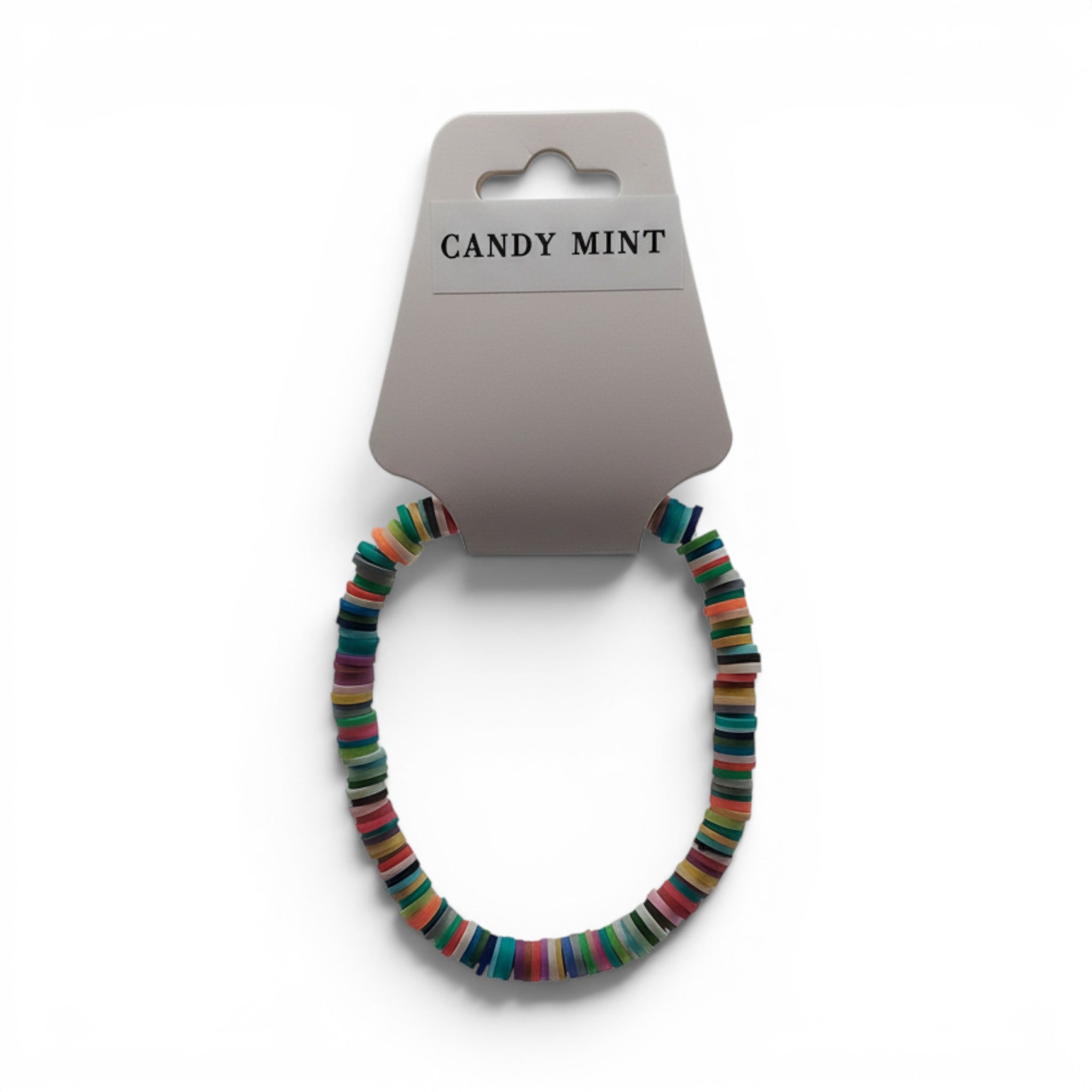 CCBeadsandBeyondLLC Candy Mint bracelet with colorful flat beads. Adjustable, handmade jewelry.