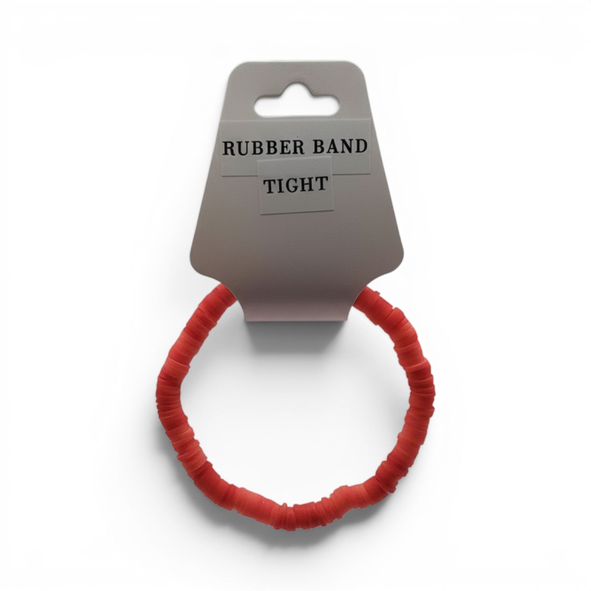CCBeadsandBeyondLLC coral flat disc bead hair tie, perfect for securing ponytails.