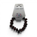 CCBeadsandBeyondLLC dark red chunky bead bracelet with a candy drop tag.