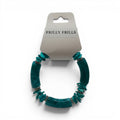 CCBeadsandBeyondLLC Frilly Frills teal acrylic segmented bracelet with silver spacers
