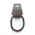 CCBeadsandBeyondLLC faceted gemstone stretch bracelet with a mix of green, blue, red, and yellow hues.