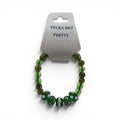 CCBeadsandBeyondLLC green and white polka dot glass bead bracelet with swirl accents