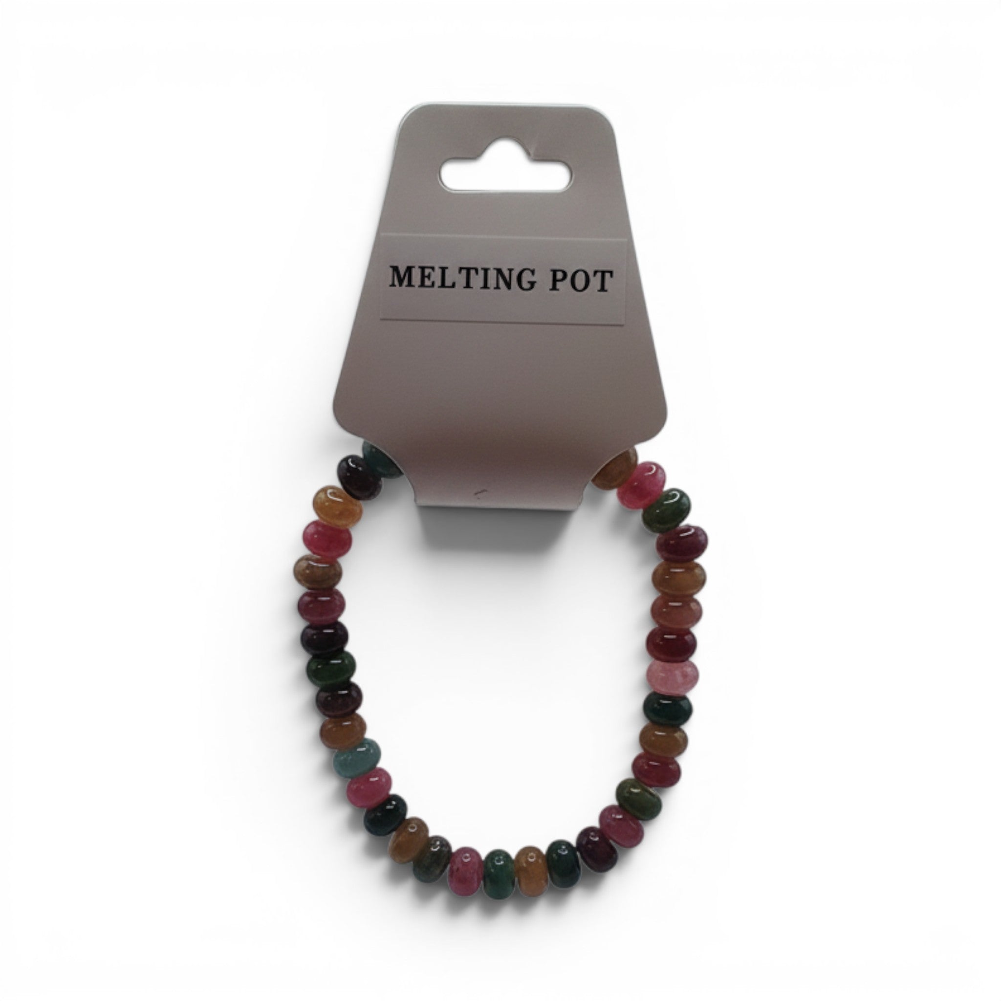 CCBeadsandBeyondLLC Melting Pot multi-colored gemstone beaded bracelet with rondelle beads.
