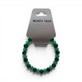 CCBeadsandBeyondLLC Money Tree bracelet with green and teal jade beads on a display stand.