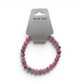 CCBeadsandBeyondLLC pink and multi-colored beaded bracelet with a playful, marbled design.