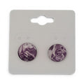 CCBeadsandBeyondLLC purple and white marbled round stud earrings