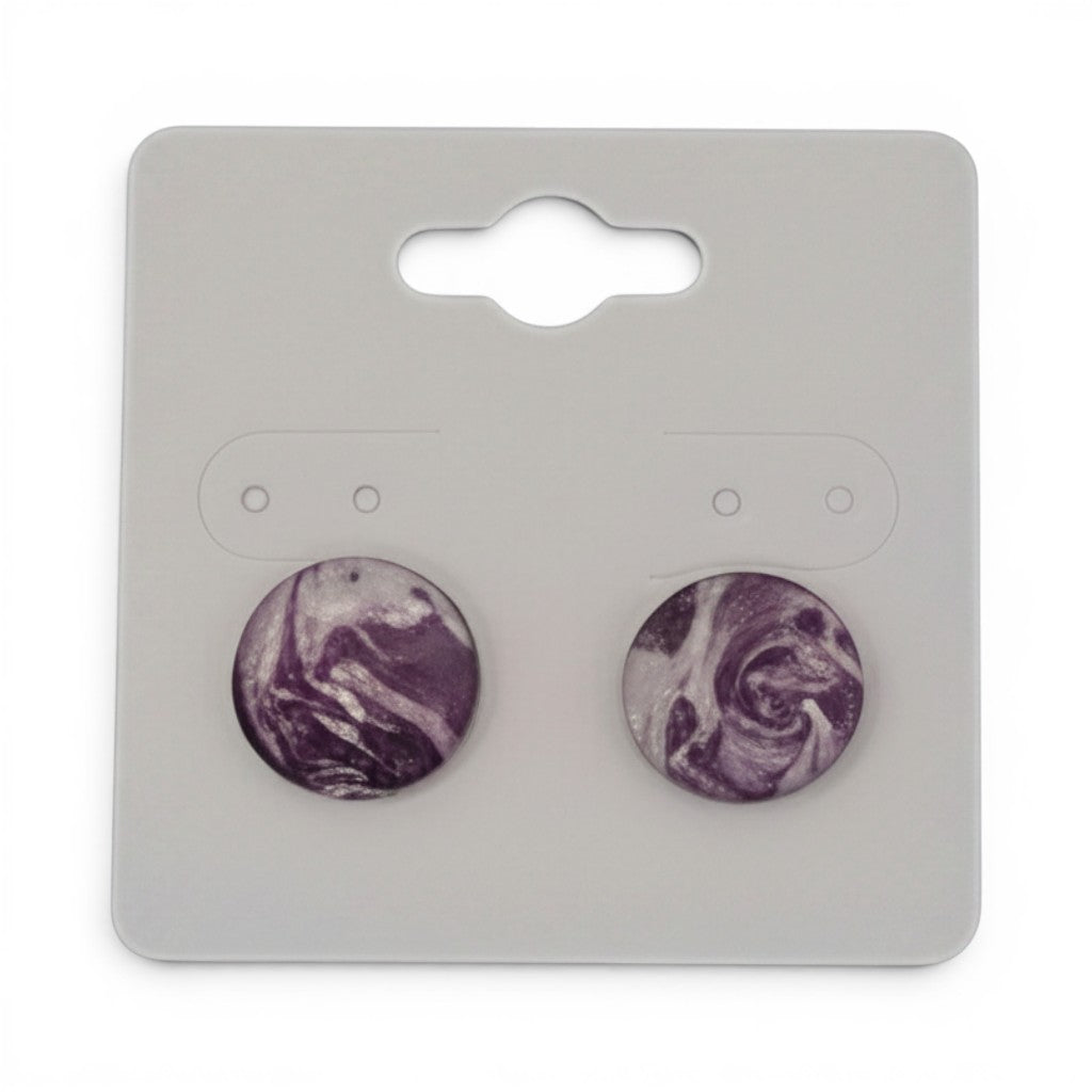 CCBeadsandBeyondLLC purple and white marbled round stud earrings