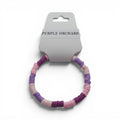 CCBeadsandBeyondLLC Purple Orchard bracelet with pink, light purple, and dark purple flat beads.